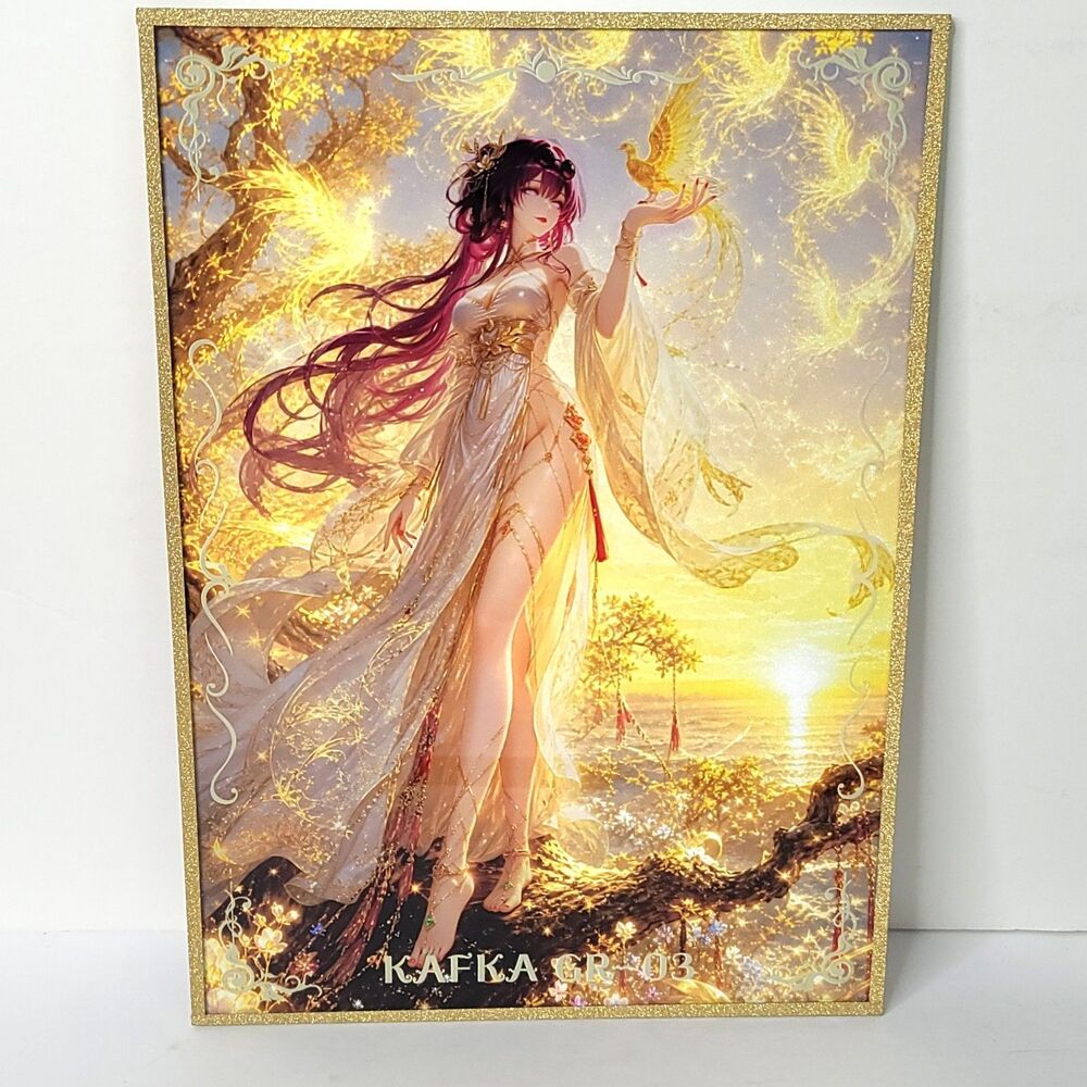 Kafka Holo Gold Double Sided Waifu Card Anime Girl Wall Art Oversized Board A4